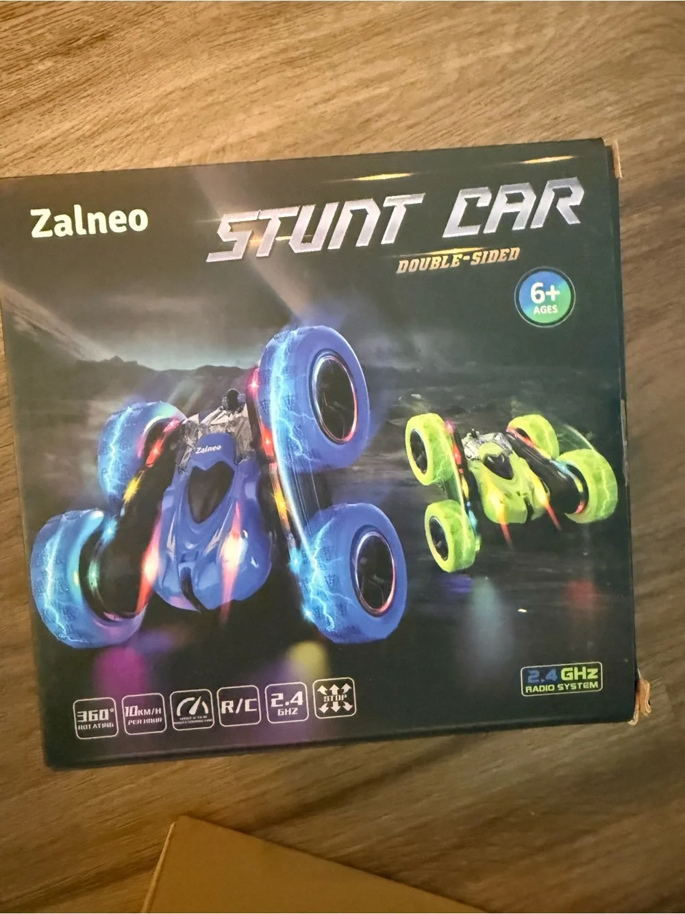 NEW Zalneo Blue 4WD 360° Flip RC Stunt Car LED Lights Remote Control
